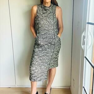 Free People Cora Asymmetrical Jacquard Knit Dress Fitted Career Size Medium